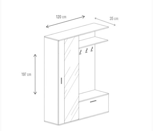 Alexa Előszoba Bútor Sonoma - Fehér 