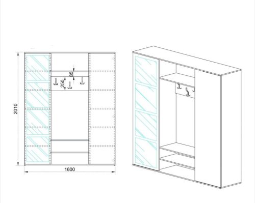 Lili Tolóajtós előszoba Grafit - Fényes Fehér 