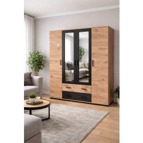 Nápoly 160 cm-es Gradrób Canyon Tölgy - Fekete 