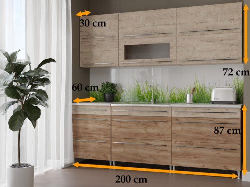 Gréta Konyhabútor (Szürke Kraft - Fehér Kraft)