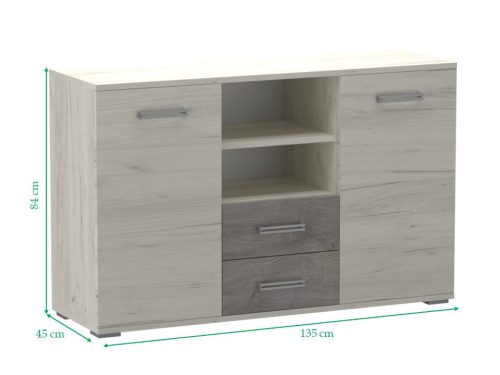 Arizóna Komód Fehér Kraft - Szürke Kraft 