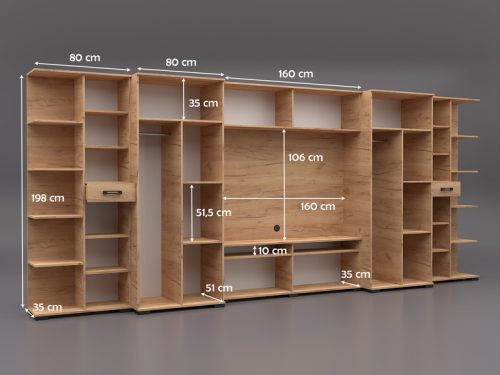 Ancona 320 cm-es Nappali Antracit - Arany Kraft 