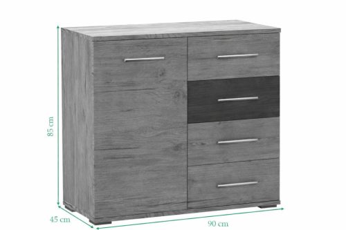 Budapest Komód Szürke Kraft - Fehér Kraft 