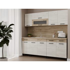   Csenge II 200 cm-es Konyhabútor Fehér Kraft - Szürke Kraft 