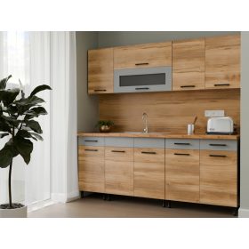 Csenge II 200 cm-es Konyhabútor Barokk Tölgy  - Szürke 