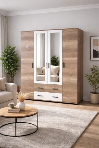 Nápoly 160 cm-es Gradrób Canyon tölgy - Fehér 