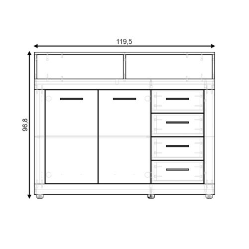 Luna Midi A Komód Old Style Tölgy - Grafit 